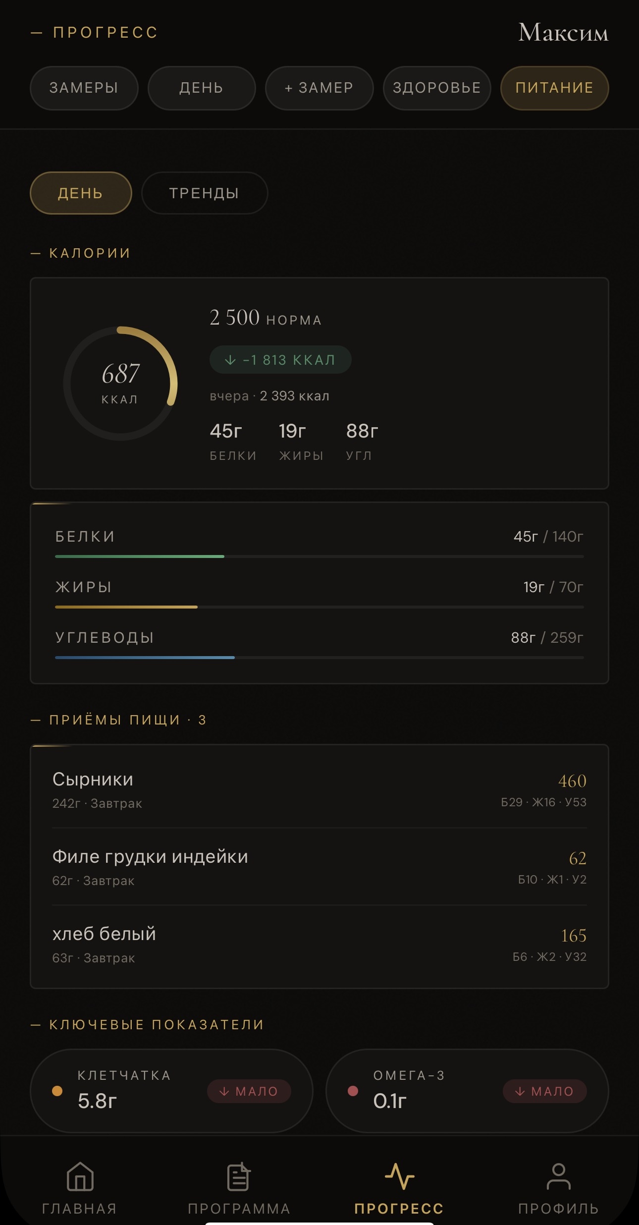 Трекинг питания и микронутриентов
