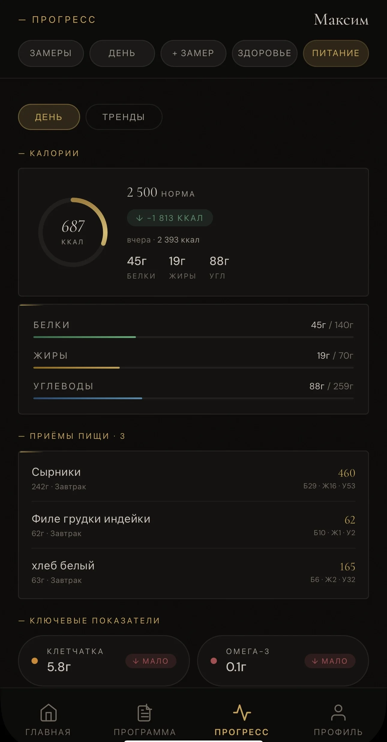 Трекинг питания и микронутриентов